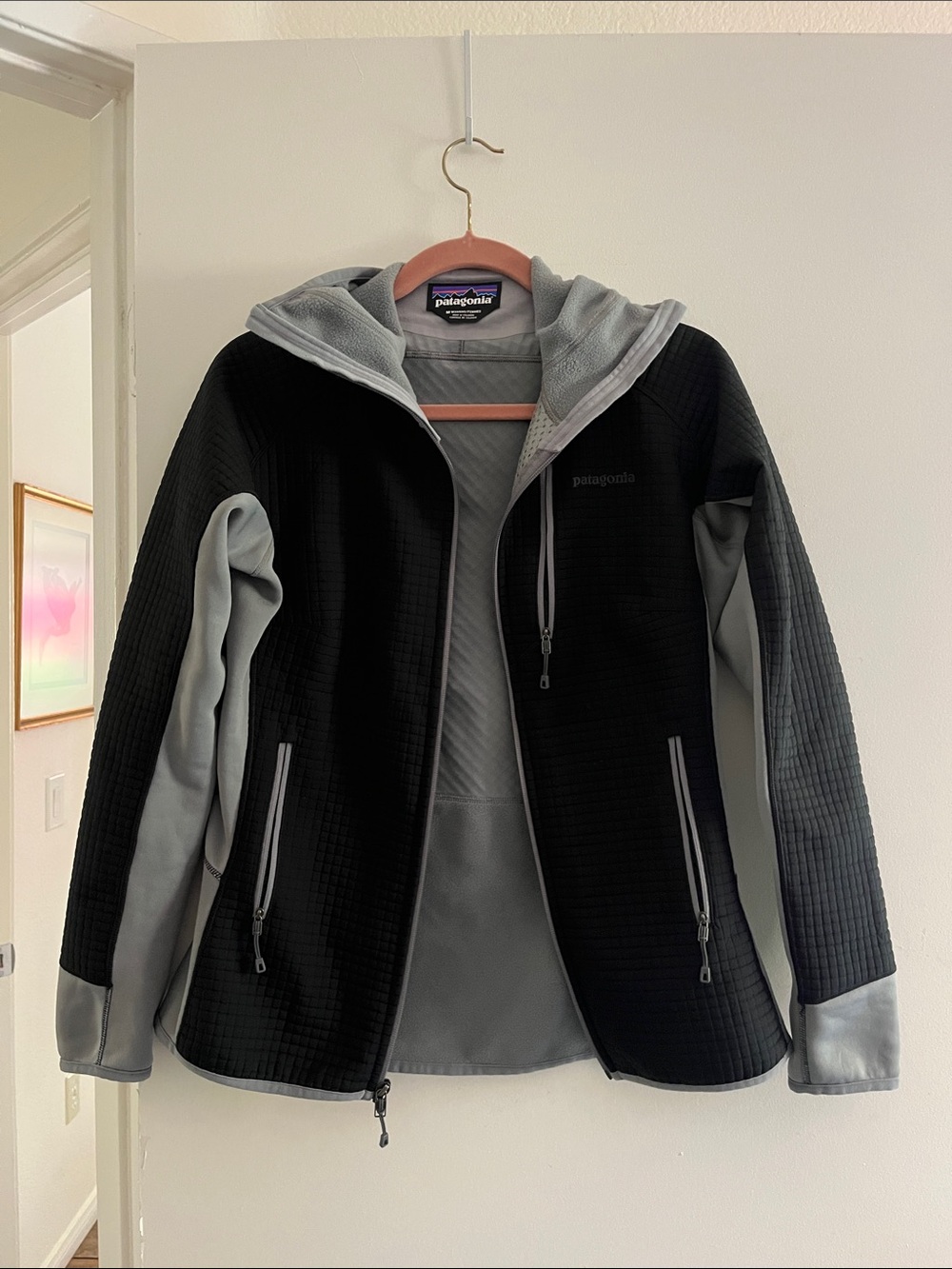 Patagonia Dual Aspect Black & Light Gray Hooded Jacket